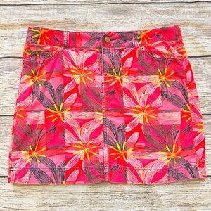 Lilly Pulitzer Pink Yellow Navy Floral Corduroy Mini Skirt Ladies Sz 4